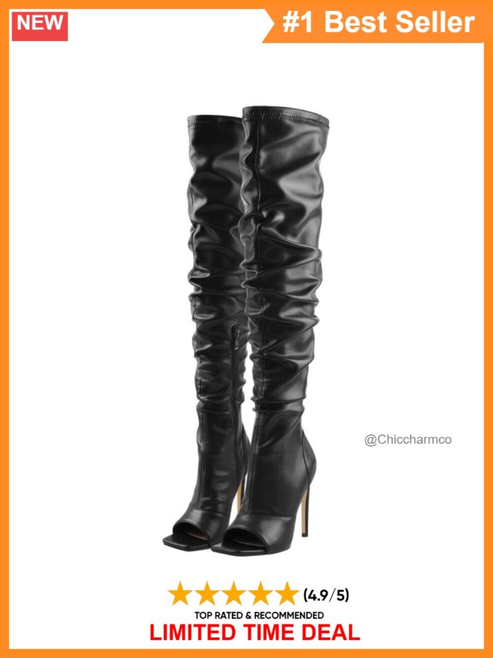 Stiletto Heel Over The Knee Boots Wide Calf Rhinestone Lace Up